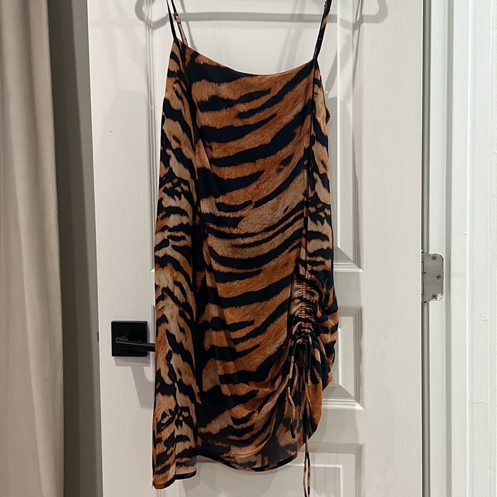 Beach riot ruched leopard dress size large